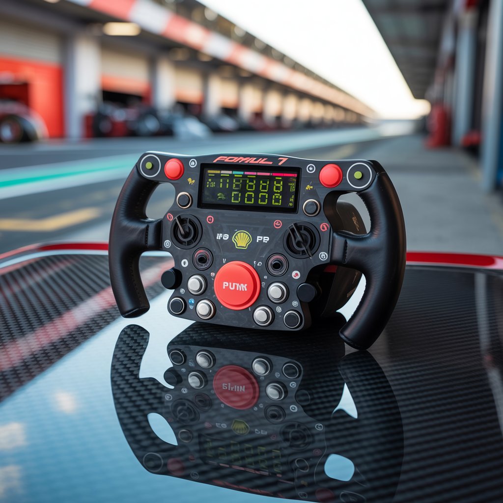 a photograph of a formula 1 steering whe BI8vW4IDSV248AVX56pzcQ dkWo2zaWTgucGncPhd76uQ Formula 1 Steering Wheel