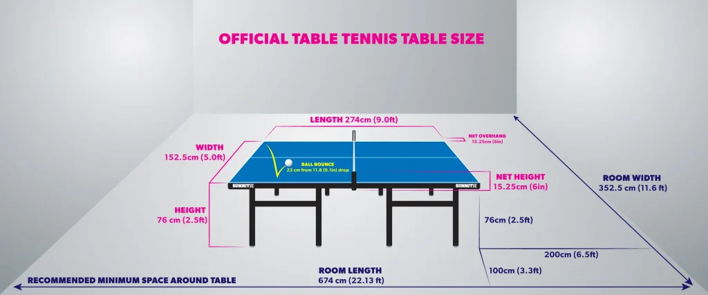 table tennis size table tennis size